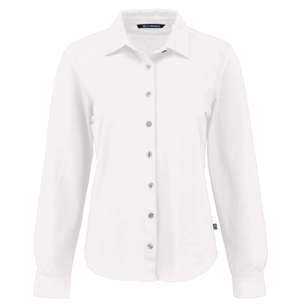 Cutter & Buck Advantage Tri-Blend Eco Soft Pique Long Sleeve Knitted Womens Button Down Thumbnail