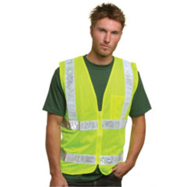Unisex USA Made M2261L/SZ Class 2, Level 2 ANSI High Vis Mesh Safety Vest Thumbnail